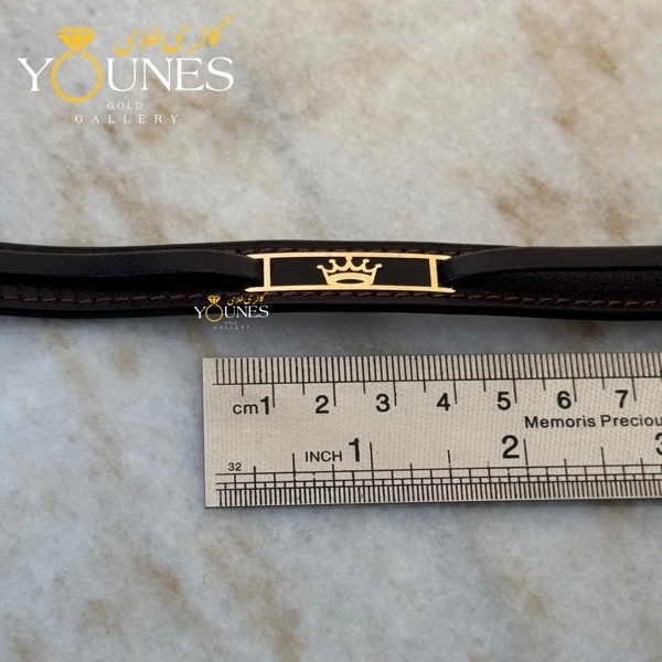 دستبند طلا چرم مردانه تاج